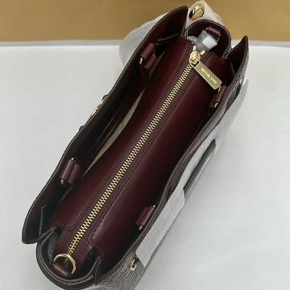 NWT MICHAEL MICHAEL KORS Reed
Large Croc-Embossed Leather Belted
Satchel Oxblood - Picture 10 of 16